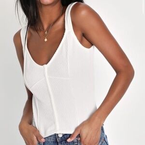 Lulus White Ribbed Sleeveless Top